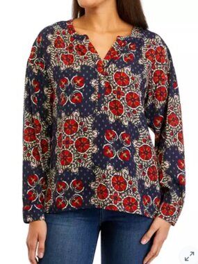 Wonderly - Women's Long Sleeve Henley Popover Top